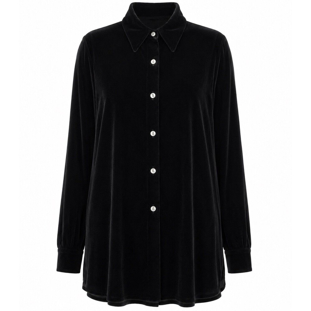 VTG 90s Express Black Velvet Silk Shirt Women Sz Xs Oversized Classic Luxury EVC